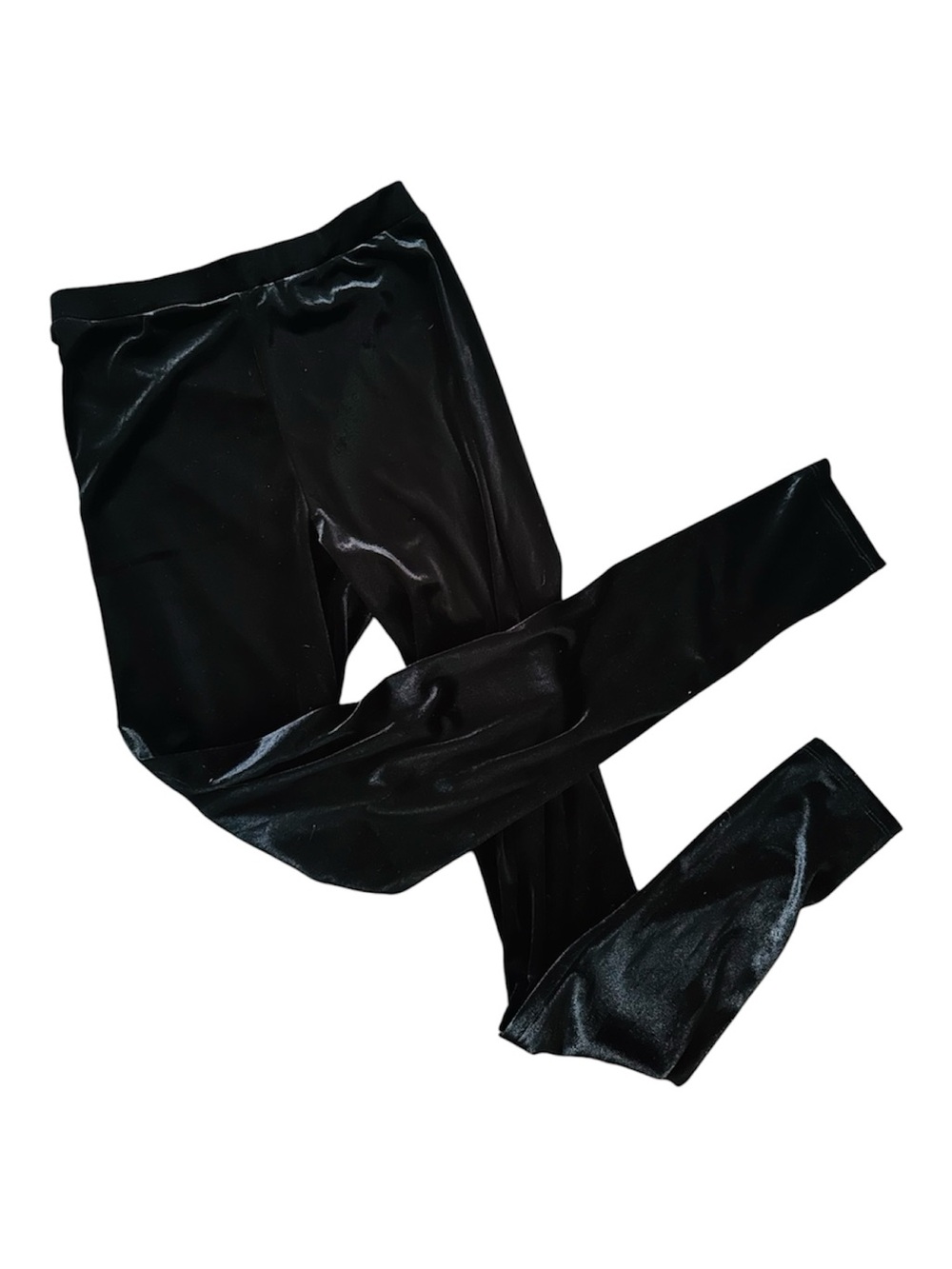 Active USA Black Shiny Velvet Leggings